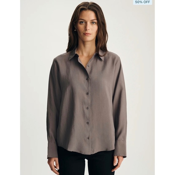 Mavi Tops - Mavi Edition Womens Brown Tencel Lyocell Button Down Shirt XS M1211271-71603